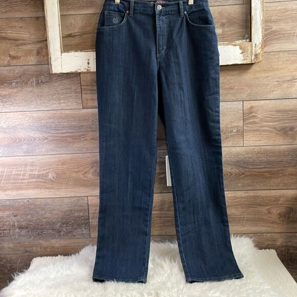 Gloria Vanderbilt Amanda Jeans Embroidered Pockets Size 10, Indigo Blue - Picture 2 of 13